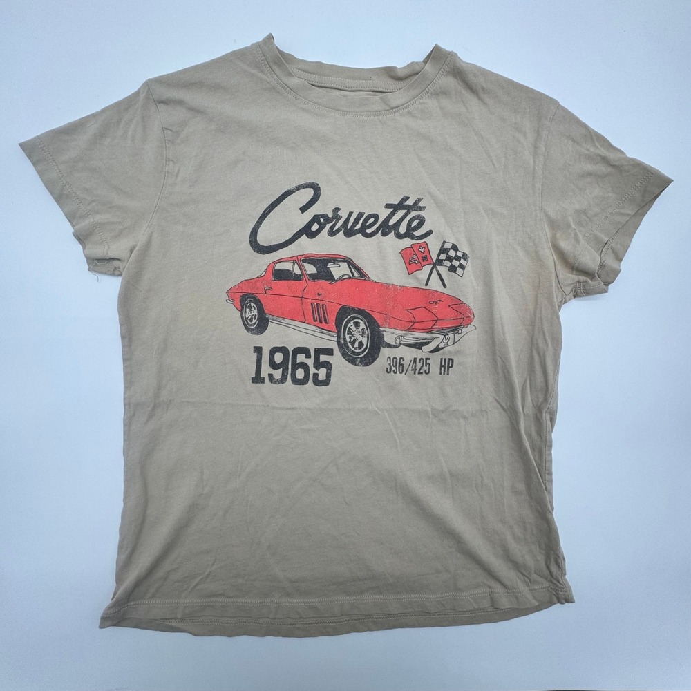 Fifth Sun GM Corvette 1965 Graphic T-Shirt Tan Mens XS Classic Car Muscle Tee